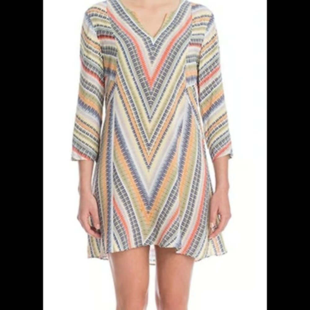 Nic + Zoe Hand Painted Chevron Pattern Soft Rayon Tunic Top